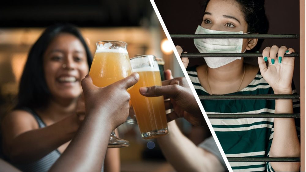 socializing in a bar or staying home during the pandemic